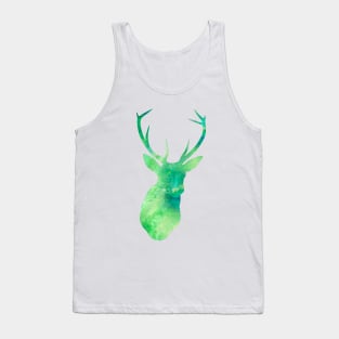 Green Deer Watercolor Portrait Tank Top